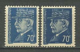 FRANCE 1941 N° 510 Et 510a ** Neufs MNH Superbes Effigie Du Maréchal Pétain Bleu Et Bleu Foncé - 1941-42 Pétain