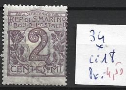 SAINT-MARIN 34 * Côte 18 € ( Gomme Craquelée ) - Unused Stamps