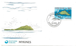 Faroe Islands 1978 Map Of Mykines  Mi 35 FDC - Islas Faeroes