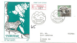 Faroe Islands 1979 Sheep Farming, Aries  Mi 42 FDC  Registered Letter - Islas Faeroes