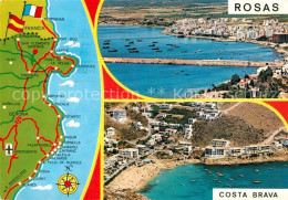 73267285 Rosas Costa Brava Cataluna Panoramakarte Fliegeraufnahme  Rosas Costa - Autres & Non Classés