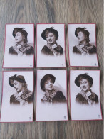 * Fantaisie - Fantasy - Fantasie (Femme - Woman - Vrouw) * (P.C. Paris 5725) Série De 6 Cartes, Chapeau, Portrait - Femmes