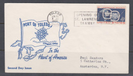 États-Unis FDC 1959 670 Port De Toledo Ohio Inauguration De La Voie Maritime Du Saint-Laurent Feuille érable Aigle - 1951-1960