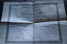 1850 Diplome De Bachelier Gouhier De Fontenay Noblesse - Documents Historiques