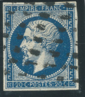 N°14 20c BLEU NAPOLEON TYPE 1/ OBLITERATION GROS POINTS CARRES - 1853-1860 Napoléon III