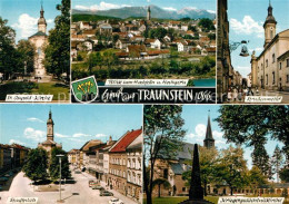 73266894 Traunstein Oberbayern St Oswald Kirche Stadtpanorama Alpen Strassenmoti - Traunstein