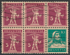 Schweiz Suisse 1928: Zusammendruck / Se-tenant: Zu Z13/Z14 Mi W5/S17 Als Block Mit Wellen-Stempel  (Zu CHF 11.00) - Se-Tenant