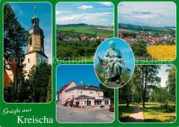 73266816 Kreischa Kirche Panorama Brunnenfigur Ladengeschaeft Parkanlagen Kreisc - Kreischa