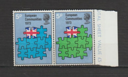 Great Britain 1973 Britain's Entry Into The European, Communities MNH ** - Idées Européennes