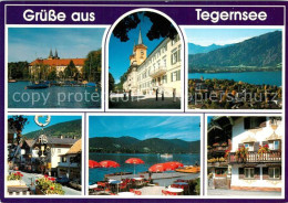 73266779 Tegernsee Hafen Schloss Alpenpanorama Strassenpartie Terrassencafe Tege - Tegernsee