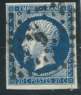 N°14 20c BLEU NOIR NAPOLEON TYPE 1 / BUREAU D PARIS - 1853-1860 Napoléon III