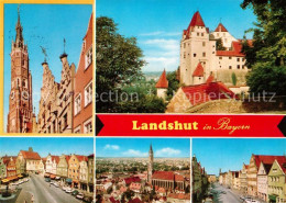 73266692 Landshut Isar Kirchturm Fassade Rathaus Burg Trausnitz Altstadt Landshu - Landshut