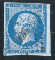 N°14 20c BLEU SUR AZURE NAPOLEON TYPE 1 / PC 526 IND 4 BRIENON L'ARCHEVEQUE - 1853-1860 Napoléon III