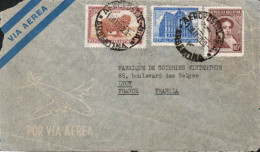 ARGENTINE AFFRANCHISSEMENT COMPOSE SUR DEVANT DE LETTRE AVION POUR LA FRANCE 1950 - Brieven En Documenten