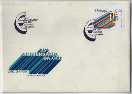 Portugal 1982 FDC 1st Day Cover 25th Anniversary Of The European Economic Community Flag Postmark Euro € Symbol - FDC