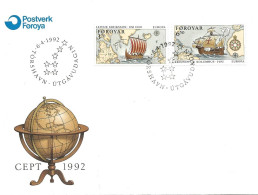 Faroe Islands 1992 Europe: 500th Anniversary Of The Discovery Of America.  Mi 231-232 FDC - Faeroër