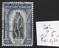 SAINT-MARIN 202 Oblitéré Côte 5 € - Used Stamps