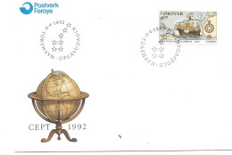 Faroe Islands 1992 Europe: 500th Anniversary Of The Discovery Of America.  Mi 232 FDC - Faroe Islands