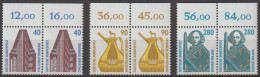 BRD, 1988, Nr. 1379-1381 ** Sehenswürdigkeiten (IV), 3 Oberrandpaare - Unused Stamps