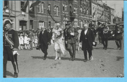 Carte-Photo-La Louvière-1930-Visite Des Prince Léopold-Princesse Astrid-Bourgmestre Victor Ghislain-Gendarme-Militaire. - La Louvière