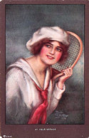 Sport - TENNIS - Illustrateur Signé -  At Your Service  - Femme  Joueuse De Tennis - 1917 - Tenis