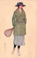 Sport - TENNIS - Illustrateur E. Colombo - Jeune Femme élégante Allant Au Tennis - 1919 - Tenis