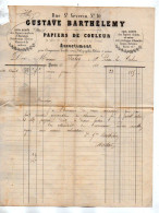 VP23.110 -1861 - Lettre / Facture - Papiers De Couleur Gustave BARTHELEMY à PARIS & ANONNAY Pour SAINT PIERRE LES CALAIS - Printing & Stationeries