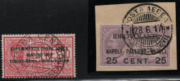 REGNO D'ITALIA    1917 Vittorio Emanuele III . Posta Aerea N. 1-2 Annullati. N. 1 Usato + N. 2 Su Frammento. - Airmail