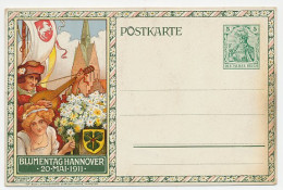 Postal Stationery Germany 1911 Flower Day Hannover - Music - Guitar - Sonstige & Ohne Zuordnung