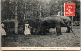 75 PARIS - Expo Coloniale, Elephants Indiens Au Travail - Exposiciones