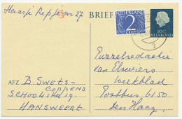 Briefkaart G. 330 / Bijfrankering Hansweert - Den Haag 1966 - Entiers Postaux