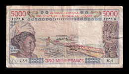 West African St. Senegal 5000 Francs 1977 Pick 708Kd Bc/Mbc F/Vf - États D'Afrique De L'Ouest