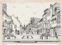 8AK3912  BROU CARTES POSTALES TIMBRES MONAIE 1991 Illustratieur TAUSSAT RUE PIETONNE PLACE DU DAUPHIN   2  SCANS - Other & Unclassified