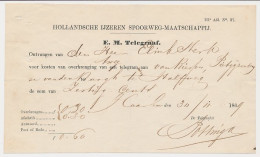 Telegraaf Kwitantie H.IJ.S.M. Pietgijzen Brug - Halfweg 1869  - Brieven En Documenten