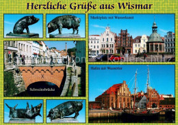 73265730 Wismar Mecklenburg Schweinsbruecke Skulpturen Marktplatz Wasserkunst Ha - Wismar