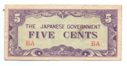 India 5 Cents 1942 Japanese Occupation WWII - Indien