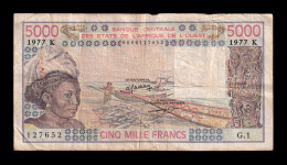 West African St. Senegal 5000 Francs 1977 Pick 708Kd Bc/Mbc F/Vf - West-Afrikaanse Staten