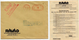 Germany 1937 Cover & Letter; Leizpig - RAVAG, Rauchwaren-Versteigerungs To Schiplage; 3pf. Meter - Macchine Per Obliterare (EMA)