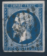 N°14 20c BLEU LAITEUX SUR ROSE NAPOLEON TYPE 1 - 1853-1860 Napoléon III