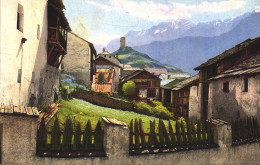 PAINTING, FINE ARTS, ARCHITECTURE, MOUNTAIN, TOWER, SWITZERLAND, POSTCARD - Paintings