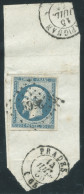 N°14 20c BLEU LAITEUX NAPOLEON TYPE 1 SUR FRAGMENT / 15 JUIL 1855 / PRADES PC 2568 - 1853-1860 Napoléon III