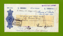 T-ITcheck Banca D'Italia Addis Abeba 1937 Giallo + Francobollo In Uso Fiscale - Banca & Assicurazione