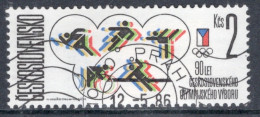 Czechoslovakia 1986 Single Stamp For The 90th Anniversary Of Czechoslovak Olympic Committee In Fine Used - Usati