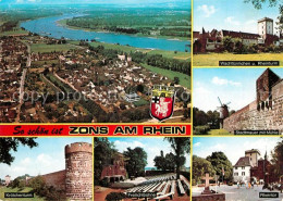 73263719 Zons Fliegeraufnahme Wachttuermchen Rheinturm Stadtmauer Mit Muehle Rhe - Dormagen
