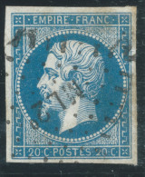 N°14 20c BLEU NAPOLEON TYPE 1 / OBLITERATION AMBULANT ML2° - 1853-1860 Napoléon III.