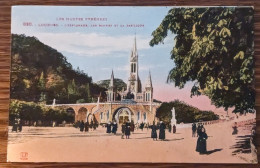 Carte Postale Ancienne Colorisée Lourdes : L'Esplanade, Les Rampes Et La Basilique - Non Classificati