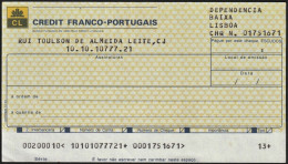 Portugal, Cheque Bancário - Credit Franco-Portugais. Dependencia Baixa, Lisboa - Cheques En Traveller's Cheques