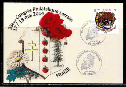 K150 - ADHESIF N° 941 SUR CP DE FRAIZE DU 17/05/14 - CONGRES PHILATELIQUE - Commemorative Postmarks