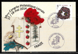 K151 - ADHESIF N° 946 SUR CP DE FRAIZE DU 17/05/14 - CONGRES PHILATELIQUE - Commemorative Postmarks