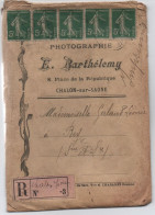 5c Semeuse Camée X5 / Imprimé Recommandé étiquette Rarissime De Bordereau 512 Quater (CHALON-sur-SAONE 1917) - Cartas & Documentos